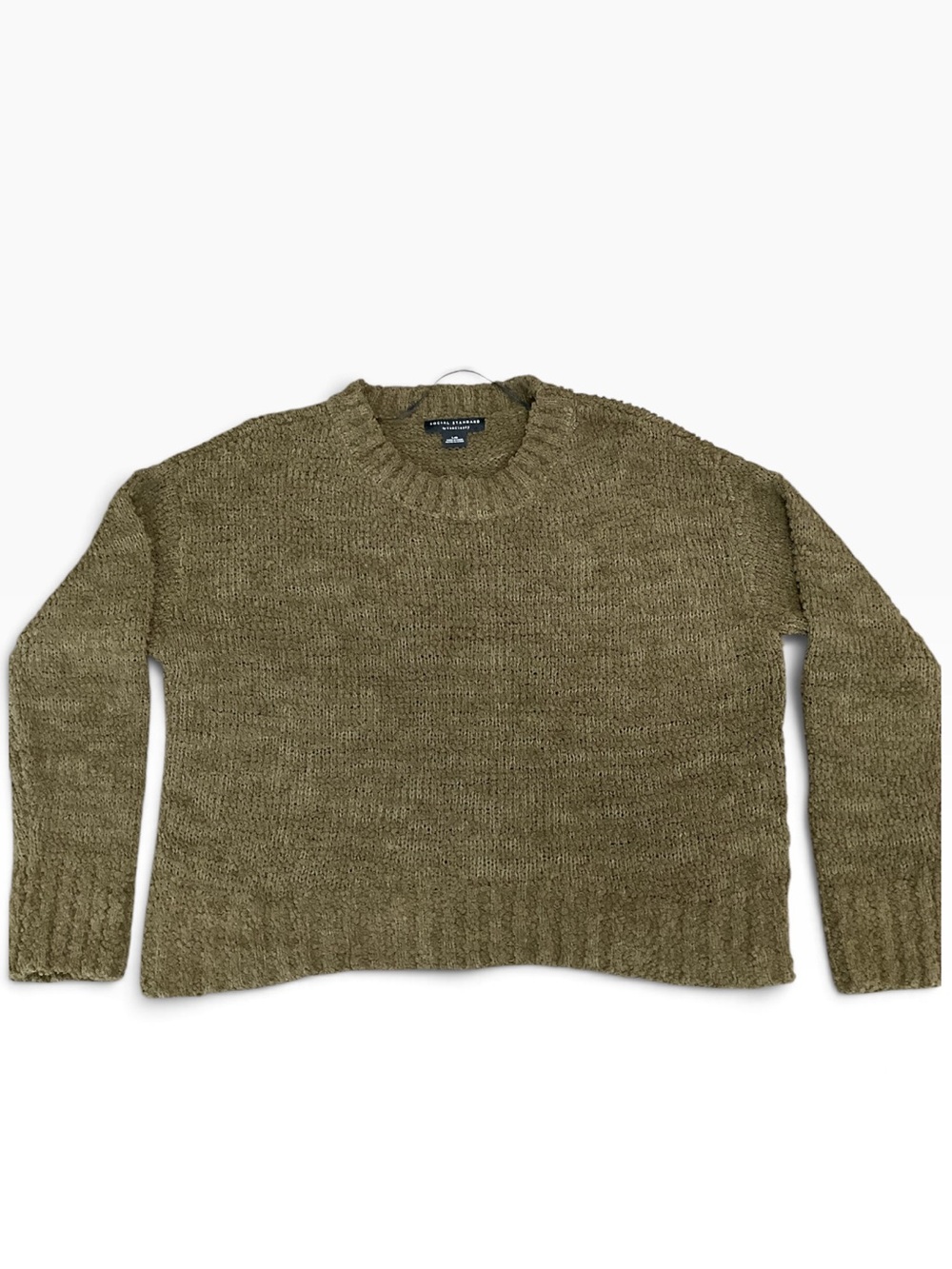 Social Standard by Sanctuary Olive Green Crewneck Knit Sweater Size Medium EUC